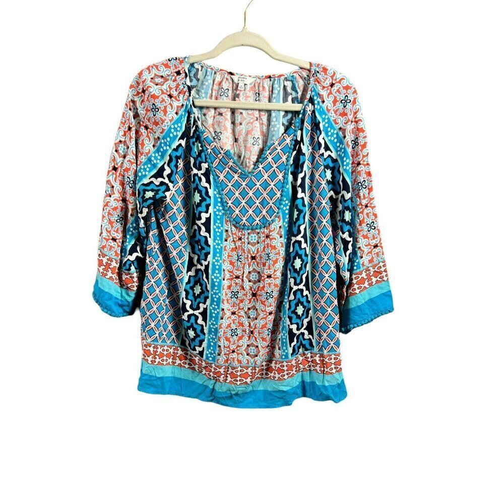 Crown & Ivy Women's Multi Blue Blouse